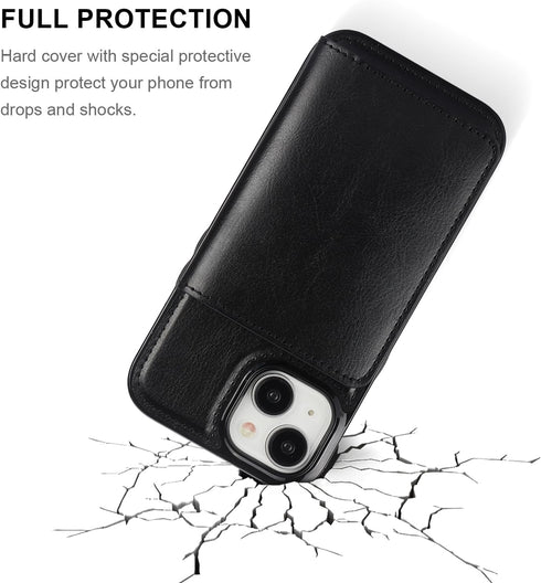 KIHUWEY Compatible with iPhone 15 Wallet Case Credit Card Holder, Premium Leather Kickstand Flip Hidden Magnetic Clasp Durable Shockproof Protecti...
