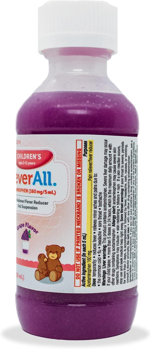 Feverall Liquid Oral Children Fever Reducer/Pain Reliever (4 oz., Grape)...