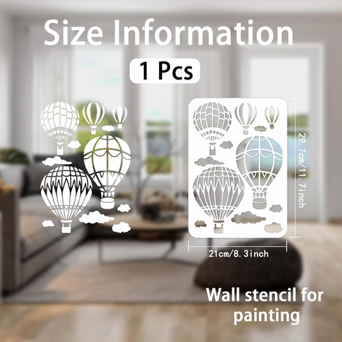 Hot Air Balloon Stencil A4 Size Wall Stencils for Painting for Crafts Reusable Painting Drawing Templates DIY Cloud Stencils for Painting on Wood ...