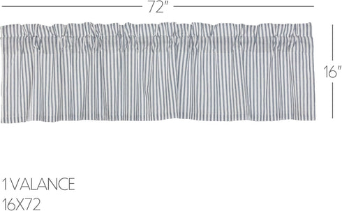VHC Brands Sawyer Mill Blue Valance Curtain Lined Farmhouse Stripe for Kitchen or Dining Room Windows 16x72...