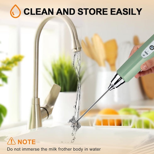 YUSWKO Granite Green Handheld Milk Frother Wand for Coffee, Rechargeable Electric Whisk with 3 Heads 3 Speeds Drink Mixer Coffee Frother For Latte...