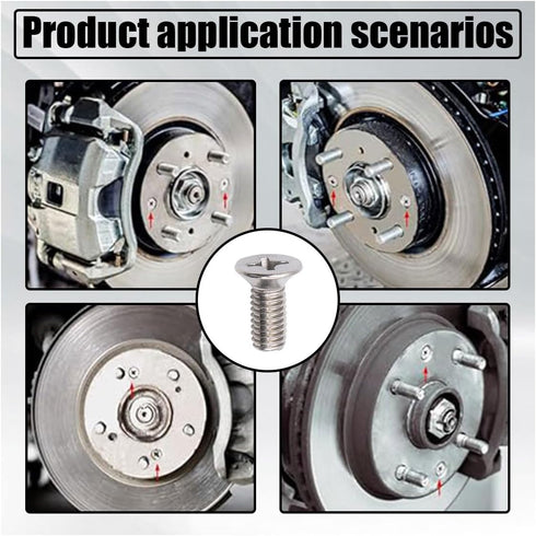 8-Pack Screw For Rotor Brake Disc Retaining, Retaining Hardware Bolts Screw Kit, Compatible With Honda, Acura, Hyundai and Kia Models, Stainless S...