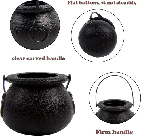 DIYASY Mini Plastic Cauldron,12 Pcs Witch Calderon Pot Black Buckets with Handle for Kids Halloween Candy St. Patrick's Coins Holder & Party Favor...