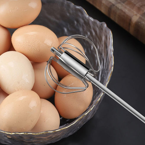 Stainless Steel Semi-automatic Egg Whisk - 3PCS Hand Push Rotary Whisk Blender (Purple)...