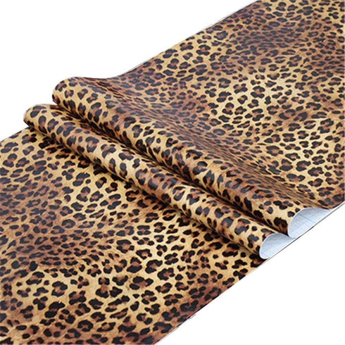 Self Adhesive Vinyl Leopard Print Shelf Liner Contact Paper for Walls Cabinets Dresser Drawer Furniture Table Desk Decal 17.7X117 Inches...