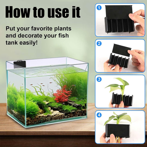 2pcs Aquarium Plant Holder, 5 Holes Top Rimmed Aquarium Floating Planter Box Plastic Aquatic Plant Cup Holder Hanging Aquarium Plant Basket Rack S...