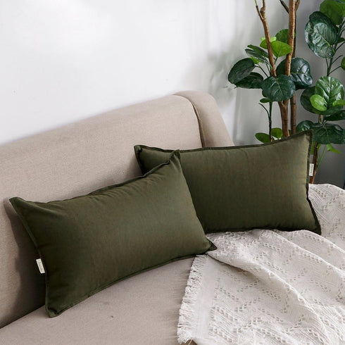 Jeanerlor Cotton Linen Square Decorative Throw Pillow Case Cushion Cover with Twin Needles Stitch on Edge,for Wedding Party Gift Car 12"x20"(30 x ...
