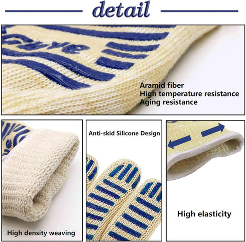 Oven Gloves for Women, Heat Resistant 540 Degrees Grilling Gloves, Hot Surface Handler Non-Slip Silicone Small Hands Oven Mitts with Fingers, BBQ ...