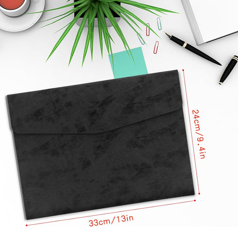 Toplive Document File Folder, Soft Waterproof PU Leather A4 Envelope Folder Expanding File Organizer Portfolio Storage Case Dual Layers with Card ...