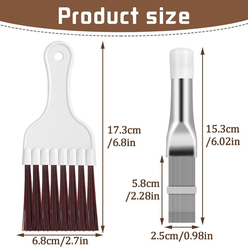 4 in 1 Set Air Conditioner Condenser Fin Comb, 2 AC Coil Cleaner Stainless Steel Fin Comb with 2 Evaporator Radiator Cleaning Whisk Brush...