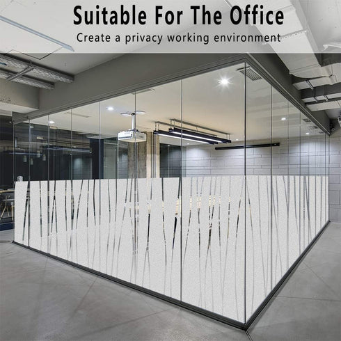 Finnez Window Film Privacy and Light Protection Sticker Film Frosted Look Static Cling for Home Office (11.8'' x 78.7'' Irregular Stripe)...
