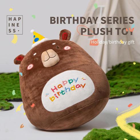 16" Happy Birthday Bear Plush Pillow, Kawaii Bear Stuffed Animal, Fluffy Cartoon Bear Plushies Toys, Cute Soft Bears Gifts for Kids Boys and Girls...