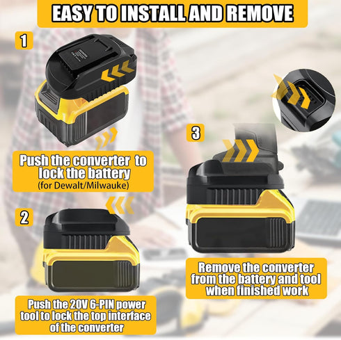 Battery Adapter for Dewalt 18V/20V Li-ion Battery&for Milwaukee M18 18V Li-ion Battery Convert for Worx 20V 6PIN WA3520 WA3525 WA3575 WA3578 Cordl...