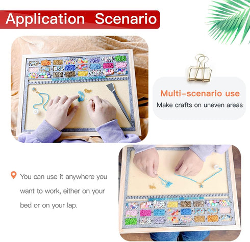 hobbyworker The Second Generation Beading Mat,Bead Board Surface Flocking with Wooden Base and Bead Scoop for Jewelry Making and Beading Supplies...