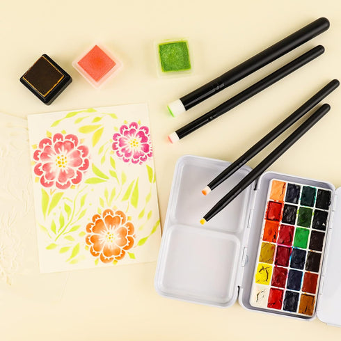 6PCS Detailed Mini Ink Blending Brushes for Card Making, 3 Models Sizes, Small Art Blending Tool for Ink Blending,Use with Stencils,Deal with Smal...