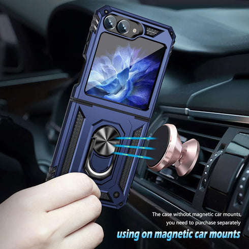 for Samsung Galaxy Z Flip 6 Case with Hinge Protection and 360°Rotate Ring Magnetic Kickstand, Samsung Z Flip6 Phone Case for Samsung Galaxy Z Fli...