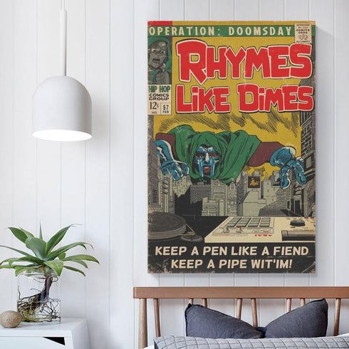 MF DOOM Rhymes Like Dimes Canvas Poster Bedroom Decoration Landscape Office Valentine's Birthday Gift Unframe-style-412x18inch(30x45cm)...