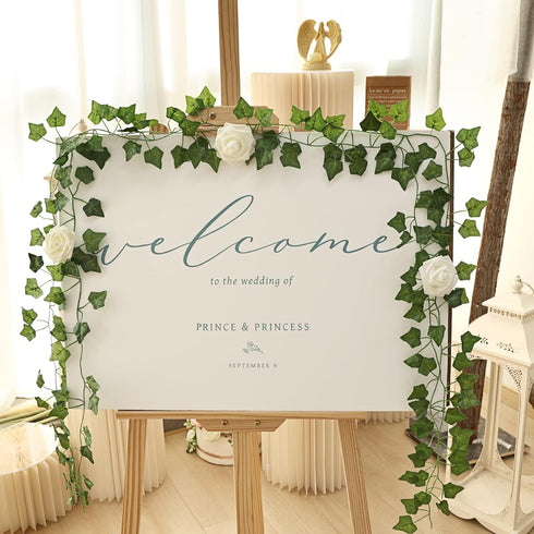 CEWOR 14 Pack 98 Feet Fake Ivy Leaves Artificial Garland Greenery Hanging Plant Vine for Bedroom Wall Decor Wedding Party Room Aesthetic Stuff...