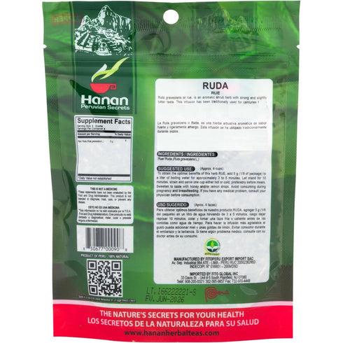 Hanan Ruda Loose Herbs (Rue) 1.4 oz (40 g) - Natural, Dried Plant Leaf - Herb of Grace for Herbal Tea Digestive Supplement, 1 pouch...