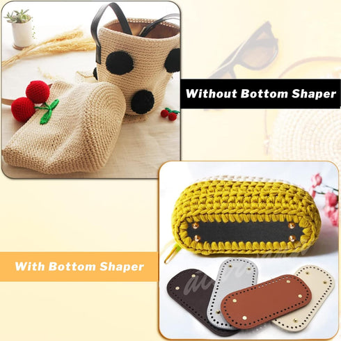 6 Pcs PU Leather Bag Bottom Shaper with Holes for DIY Bag Crochet, Atarvana Oval Bag Bottom Shaper Pads 12x4 Inch for DIY Purse Shoulder Bag Handb...