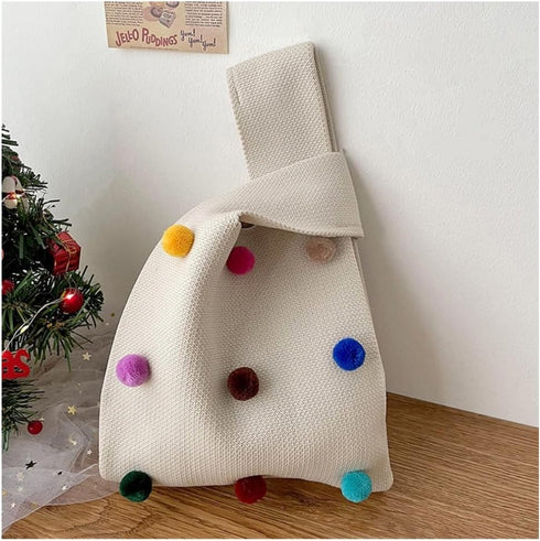 Knit Clutch Bag Cute Colorful Ball Knit Bag Chroma Handbag Totes Handbag Cute Wrist Bag...