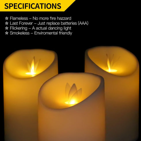 Novelty Place Flickering LED Candles, Lifelike Swinging Flame Battery Powered Realistic Flameless LED Candle - Warm White...