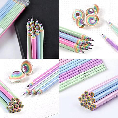 SHIDOW Eco-Friendly Rainbow Pencil, Eco-Friendly Wood Pencils, Free Recycled Rainbow Paper Pencils, HB Pencils, Macaron Colored Pencils for Office...