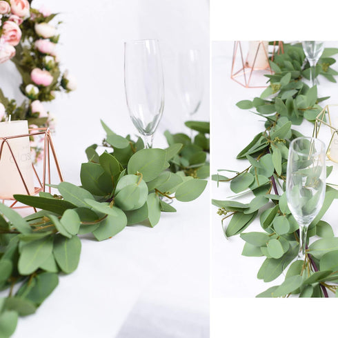 DearHouse 5.5ft Seeded Eucalyptus Garland, Artificial Vines Faux Eucalyptus Leaves Table Garland Artificial Greenery Wedding Backdrop Arch Wall De...
