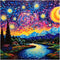 FHBUBPUP Starry Night Diamond Painting Kits for Adults, Starry Sky Diamond Art Kits, Full Drill Round Gem Art, DIY Landscape Paint with Diamond Be...