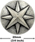 Bezelry 10 Pieces Asterisk Metal Shank Buttons. 20mm (3/4 inch) (Antique Silver)...