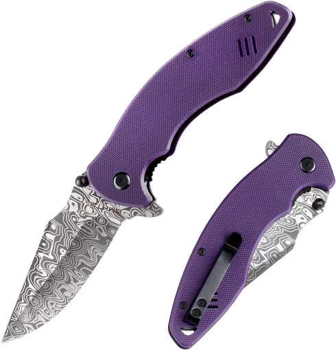 Pocket Folder Folding Knife: 3.14" Stainless Steel Blade, G10 Scales, Thumb Stud Liner Lock, EDC Knives for Outdoor Survival, Great Gifts for Men ...