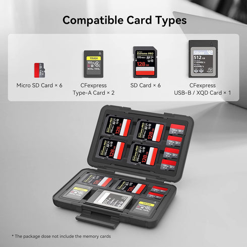 SmallRig SD Card Holder Memory Card Holder Case 15 Slots, Water-Resistant for SD Card, Micro SD Card, CFexpress Type A Card, CFexpress Type B Card...