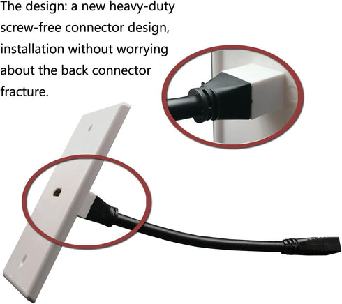 HDMI Wall Plate,Fly Tiger,6 Inch Pigtail Built,in Flexible High Speed HDMI Cable with Ethernet,Single Outlet Port Insert(1 Port+Bracket)...