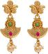 Gold Plated Traditional Indian Kundan,CZ, Pearl Studded Adjustable Dori Necklace with Matching Earrings Jewellery/Jewelry Set for Women (SJN_210)...