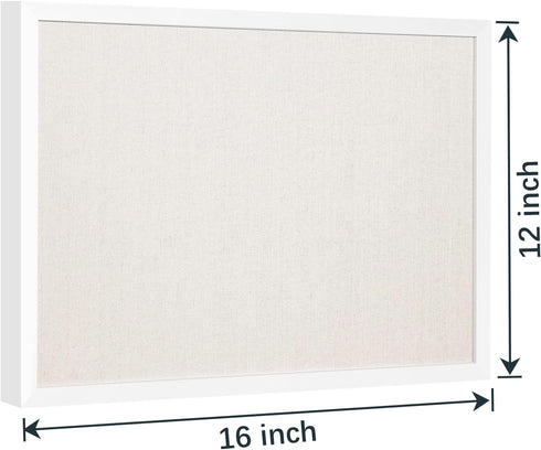 OWLKELA 12"x16" inch Bulletin Board with Linen, White Wood Style Frame, with 10 Pushpins, Linen Cork Board, Ideal for School, Home & Office...