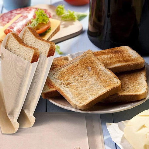 Toaster Bags Reusable for Grilled Cheese Sandwiches | Safest On The Market - 100% BPA & Gluten Free | Non Stick Toast Bag (12PCS)...