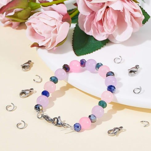 PandaHall 100pcs 304 Stainless Steel Lobster Claw Clasps with 300 pcs 6mm Open Jump Rings Necklace Clasps and Closures for Earring Bracelet Pendan...
