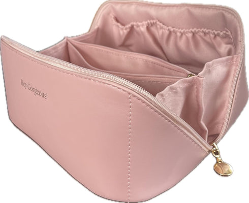 Large Capacity Beauty Bag, Travel Design, Waterproof Fabric Cosmetic bag, Open Flat Beauty Bag, Durable Fixed Divider and Double-Stitched Handle (...