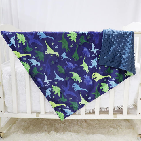 Super Soft Fleece Dinosaur Toddler Blanket with Dotted Backing, Multicolor Printed...