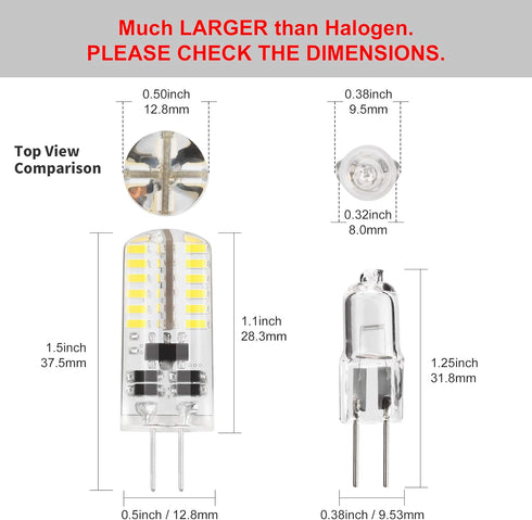 DiCUNO G4 LED Bulb, JC Bi-Pin Base Light Bulbs 3W, 12V AC/DC, Equivalent to 20W-25W T3 Halogen Replacement, Daylight White 6000K, Non-dimmable, fo...