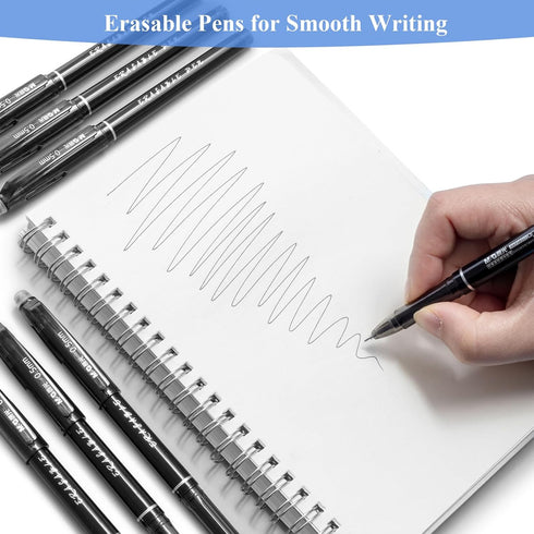 M&G Erasable Gel Pens, 12 Pcs Erasable Pens Fine Point 0.5mm, Black Erasable Gel Ink Pens with Comfort Grip and Cap, Make Mistakes Disappear for D...