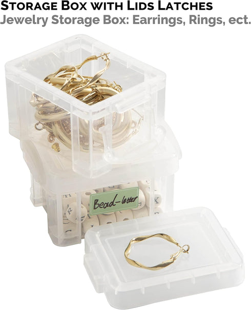 9Pack Small Plastic Clear Storage Box Containers with Lids, Mini Bins (L3.4 x W2.5 x H2inches) - Reusable Craft Box, Small Items Accessories Stora...