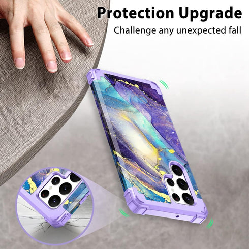 Rancase Compatible with Galaxy S22 Ultra 5G Case,Three Layer Heavy Duty Shockproof Protection Hard Plastic Bumper+Soft Silicone Rubber Protective ...