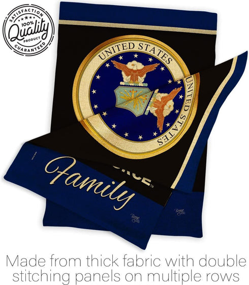 Air Force Proudly Family Burlap Garden Flag - Armed Forces USAF United State American Military Veteran Retire Official - House Decoration Banner Y...