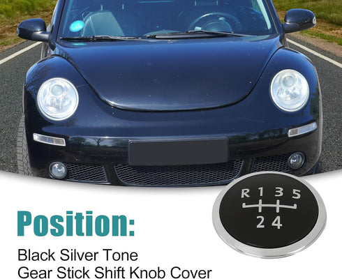 ACROPIX 5 Speed Gear Shift Knob Emblem Cover for Fit for Volkswagen Beetle Black Silver Tone...