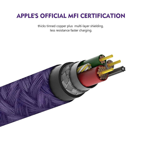 Cable USB-C to Lightning 90 Degree 2Pack 10ft 6ft iPhone Charger Fast Charging Cable Right Angle Cord (Cosmos Purple)......
