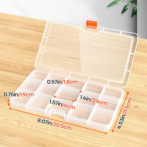 2PACK Nail Organizers and Storage, 15 Grid Mini Clear Bead Organizers Plastic Storage Box Craft Containers for Nail Jewelry Rhinestones DIY Supply...