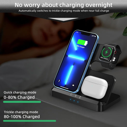 Wireless Charger,3 in 1 Wireless Charging Station for iPhone 15 14 13 12 11 Pro Max/X/8,Charger Stand for Apple Watch Series 9 8 Ultra 7 6 SE 5 4 ...