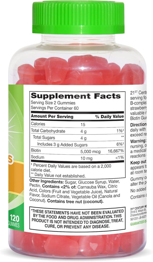 21st Century Vitajoy Biotin Gummies, (27729), Strawberry, 120 Count...