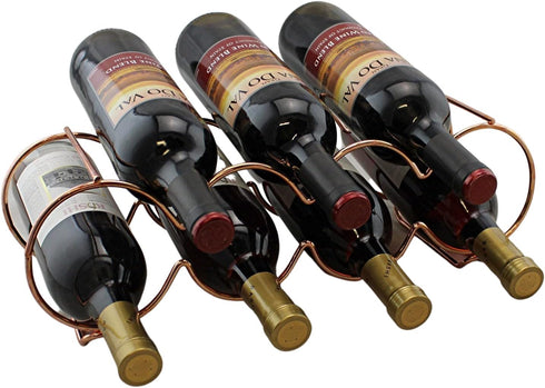 Dependable Industries inc. Essentials Rose Gold Stackable Table Top Wine Rack - Holds up to 7 Bottles and Keeps Wine Horizontal to Prevent Oxidati...